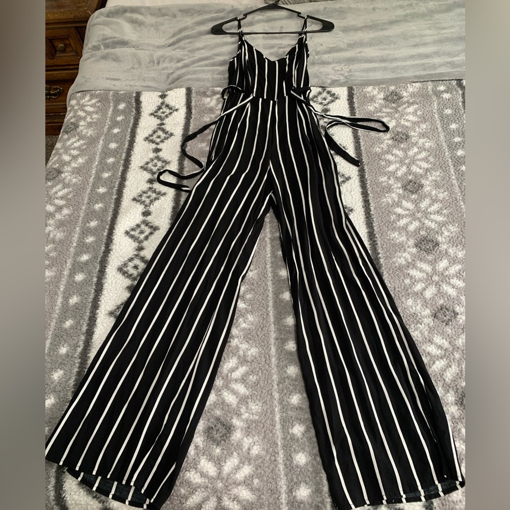Black and White Stripped Jumpsuit